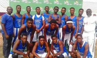 The basketball team in blue and white kit